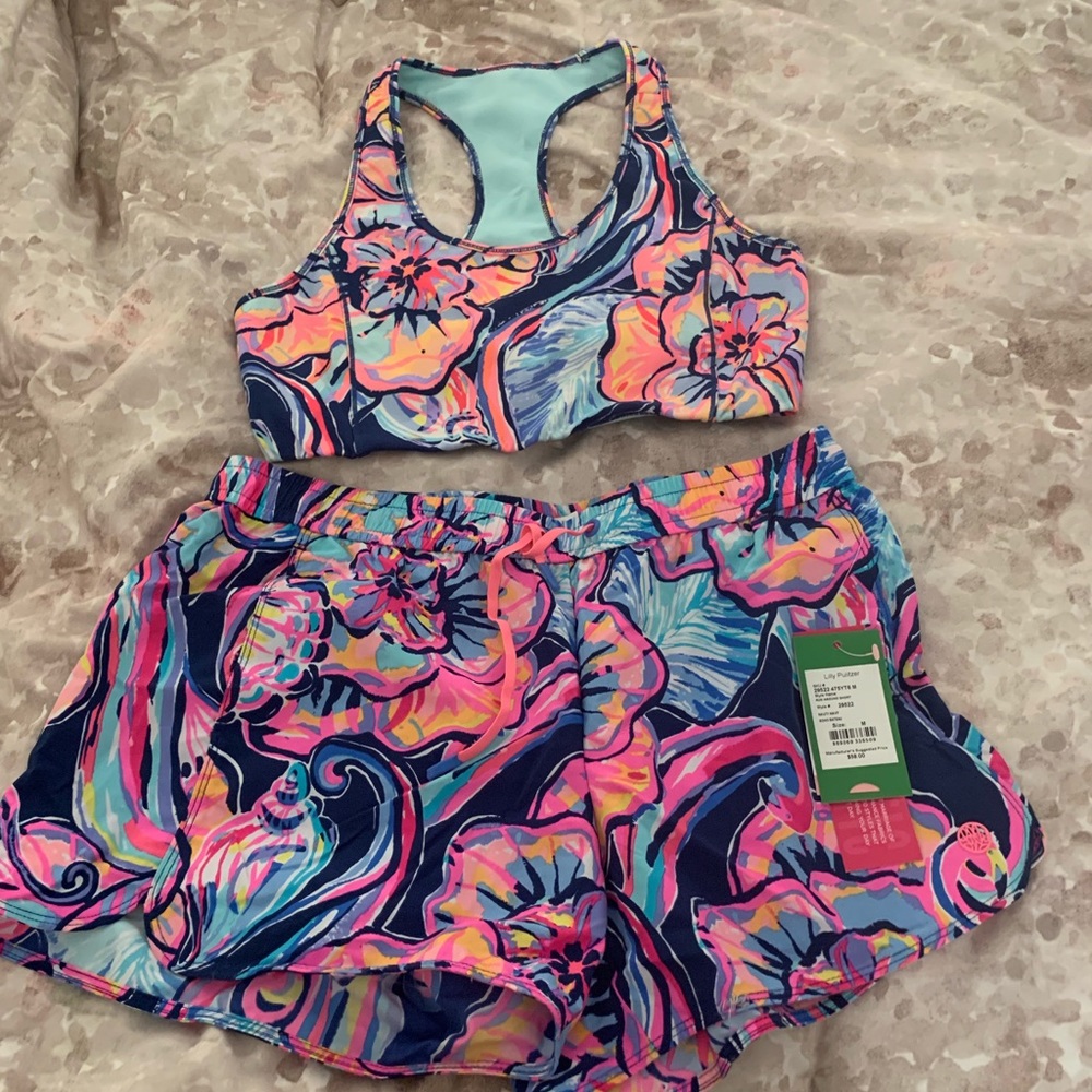 Lilly Pulitzer Luxletic Shorts and Bra Set